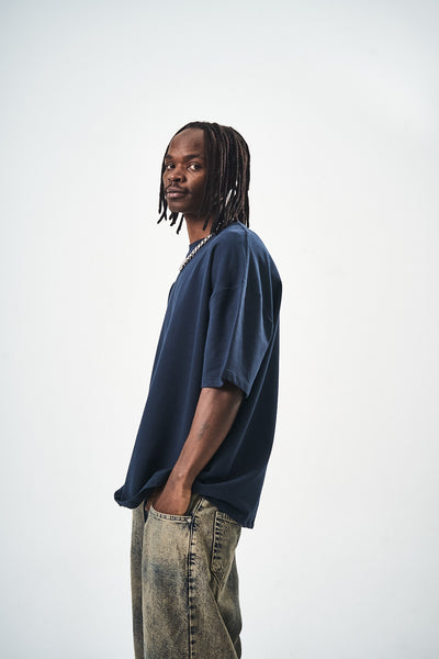 Oversize Navy Blue Fit Basic T-Shirt