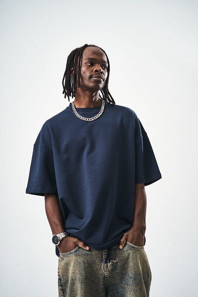 Oversize Navy Blue Fit Basic T-Shirt