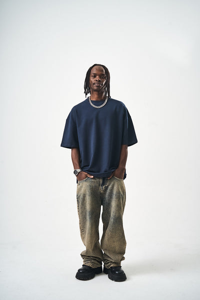 Oversize Navy Blue Fit Basic T-Shirt