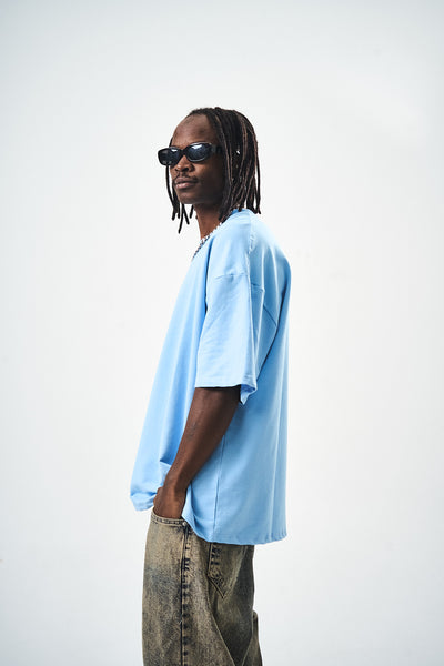 Oversize Blue Fit Basic T-Shirt