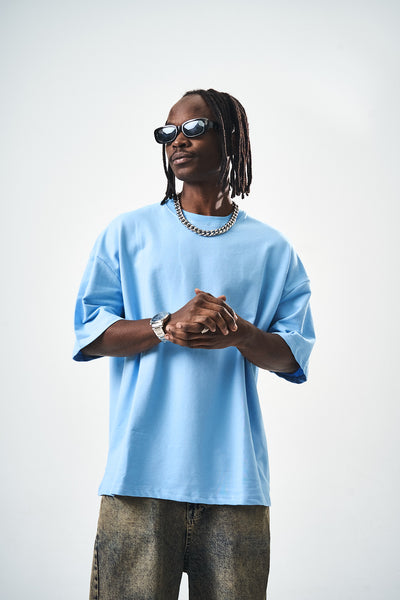 Oversize Blue Fit Basic T-Shirt