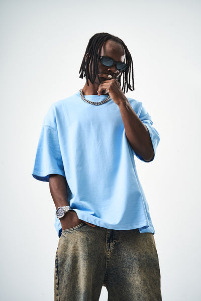 Oversize Blue Fit Basic T-Shirt