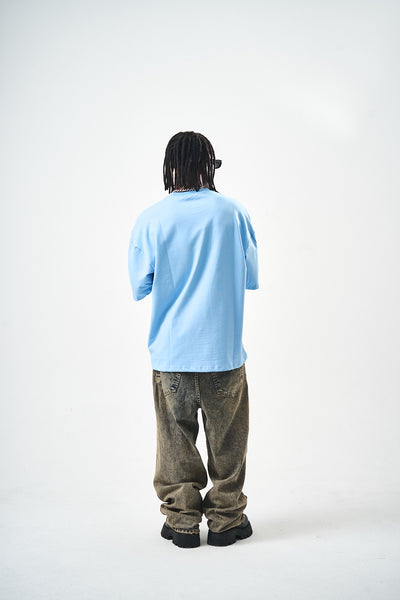 Oversize Blue Fit Basic T-Shirt