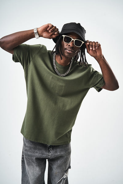 Khaki Regular Fit Basic T-Shirt