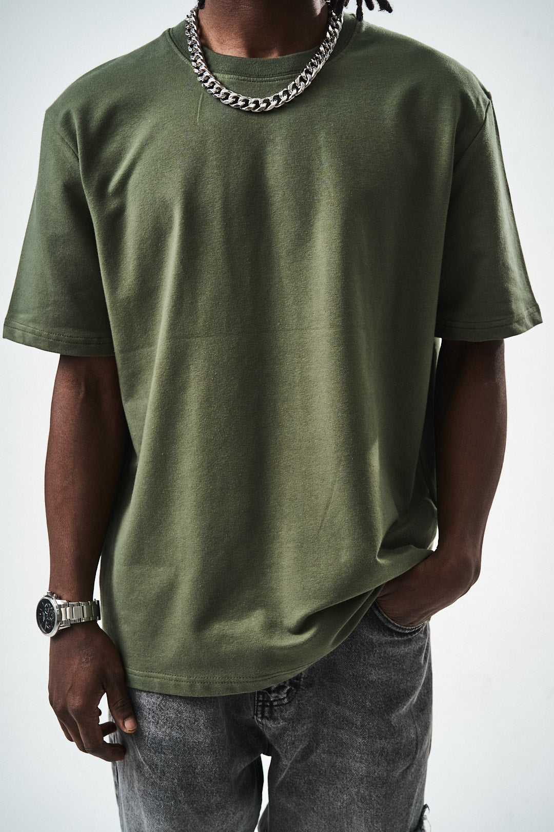 Haki Regular Fit Basic T-Shirt