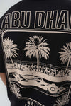 Abu Dabi Gold Kabartma Desenli Siyah Oversize Baskılı T-Shirt