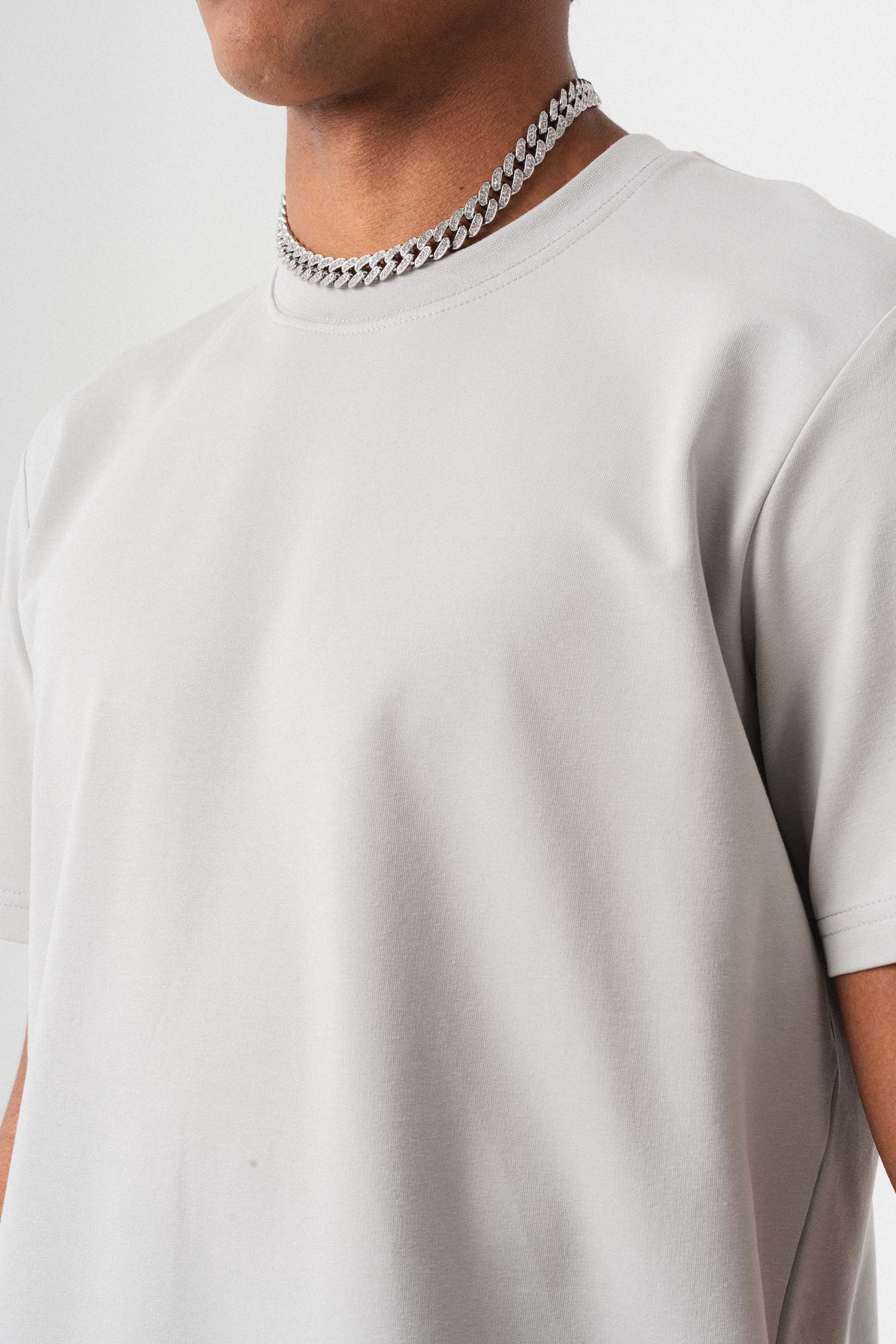 Oversize Basic Açık Gri T-Shirt