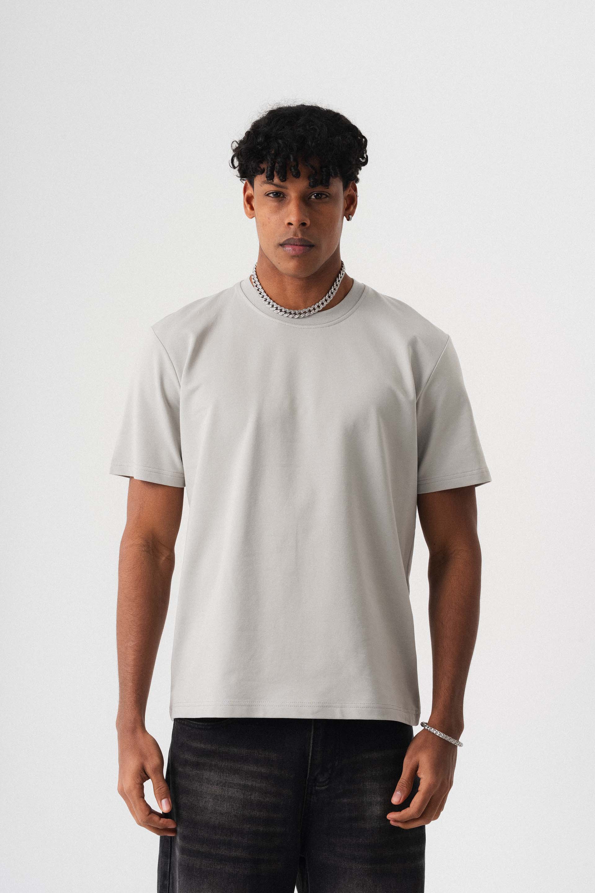Oversize Basic Açık Gri T-Shirt