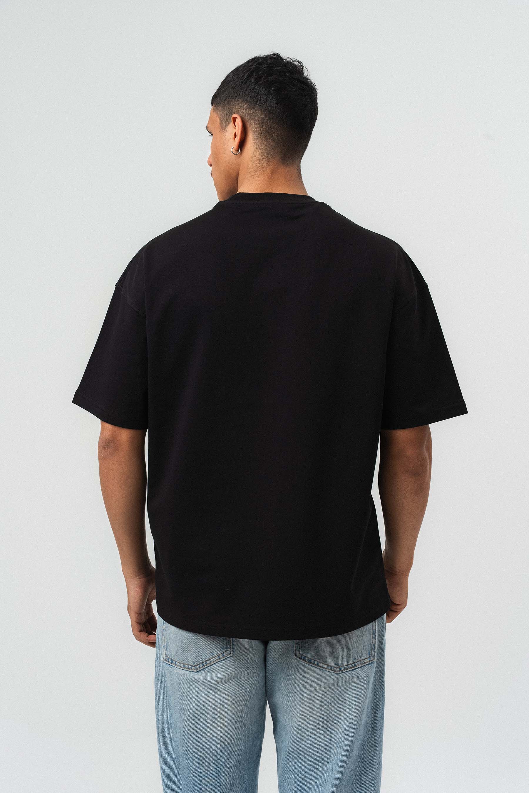 Amsterdam Legal Nakış Detaylı Siyah Oversize Baskılı T-Shirt
