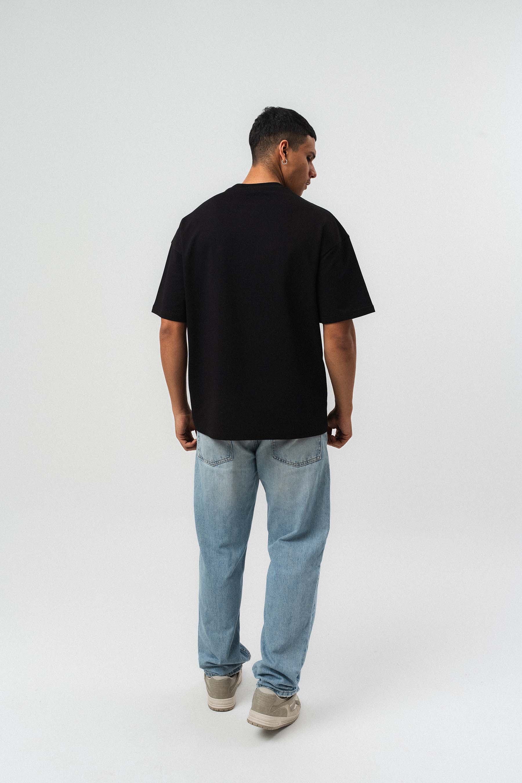 Amsterdam Legal Nakış Detaylı Siyah Oversize Baskılı T-Shirt
