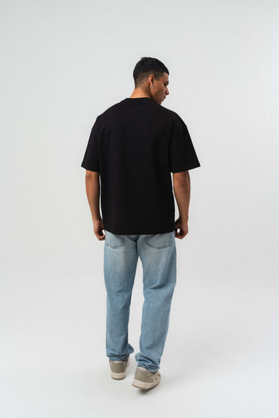 Amsterdam Legal Nakış Detaylı Siyah Oversize Baskılı T-Shirt