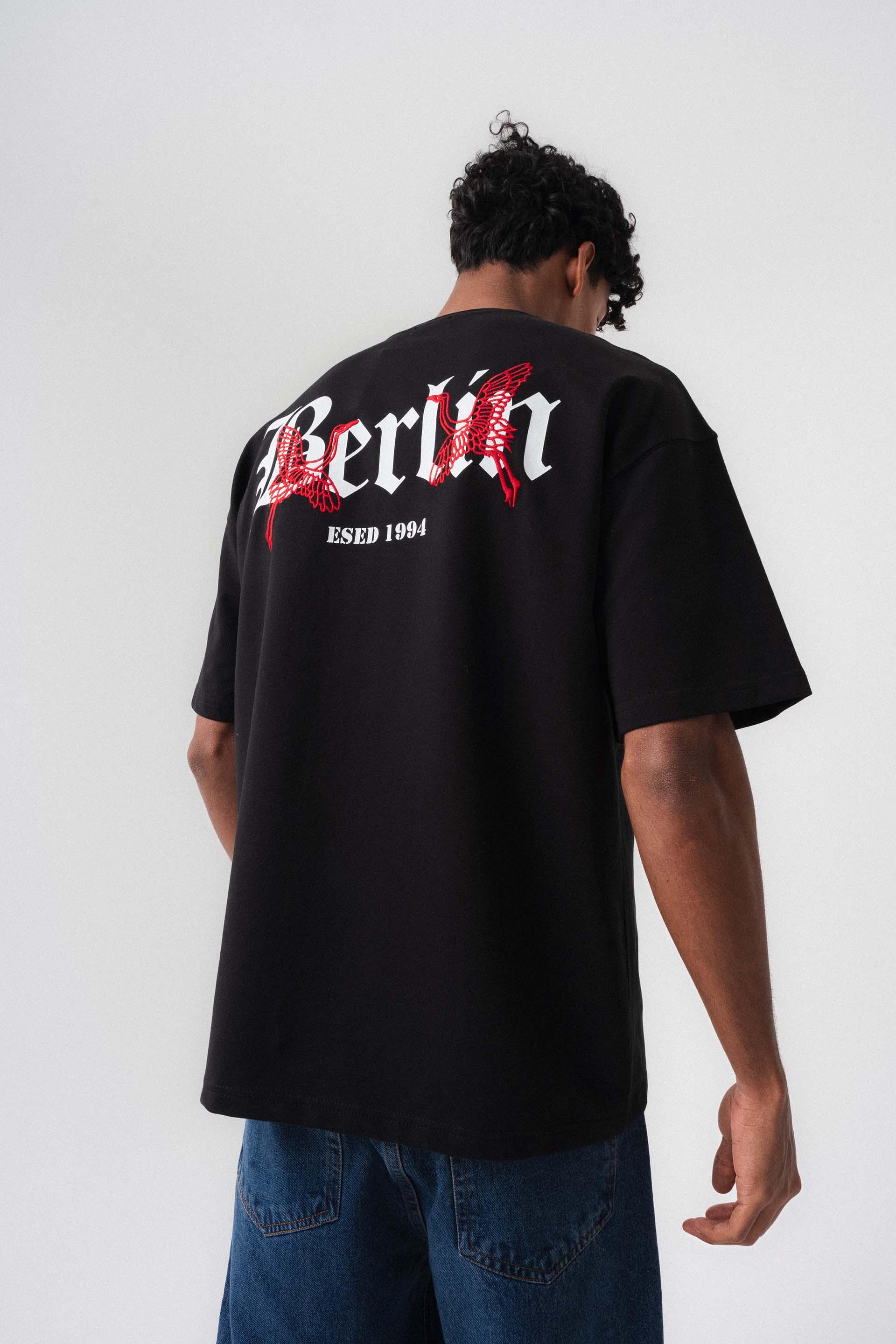 Berlin 1994 Siyah Oversize Baskılı T-Shirt