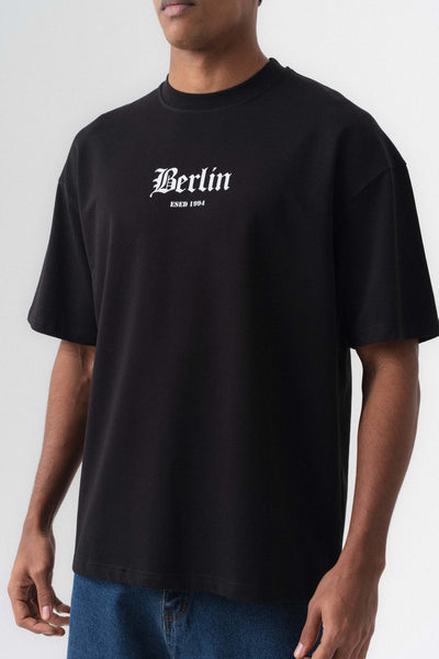 Berlin 1994 Siyah Oversize Baskılı T-Shirt