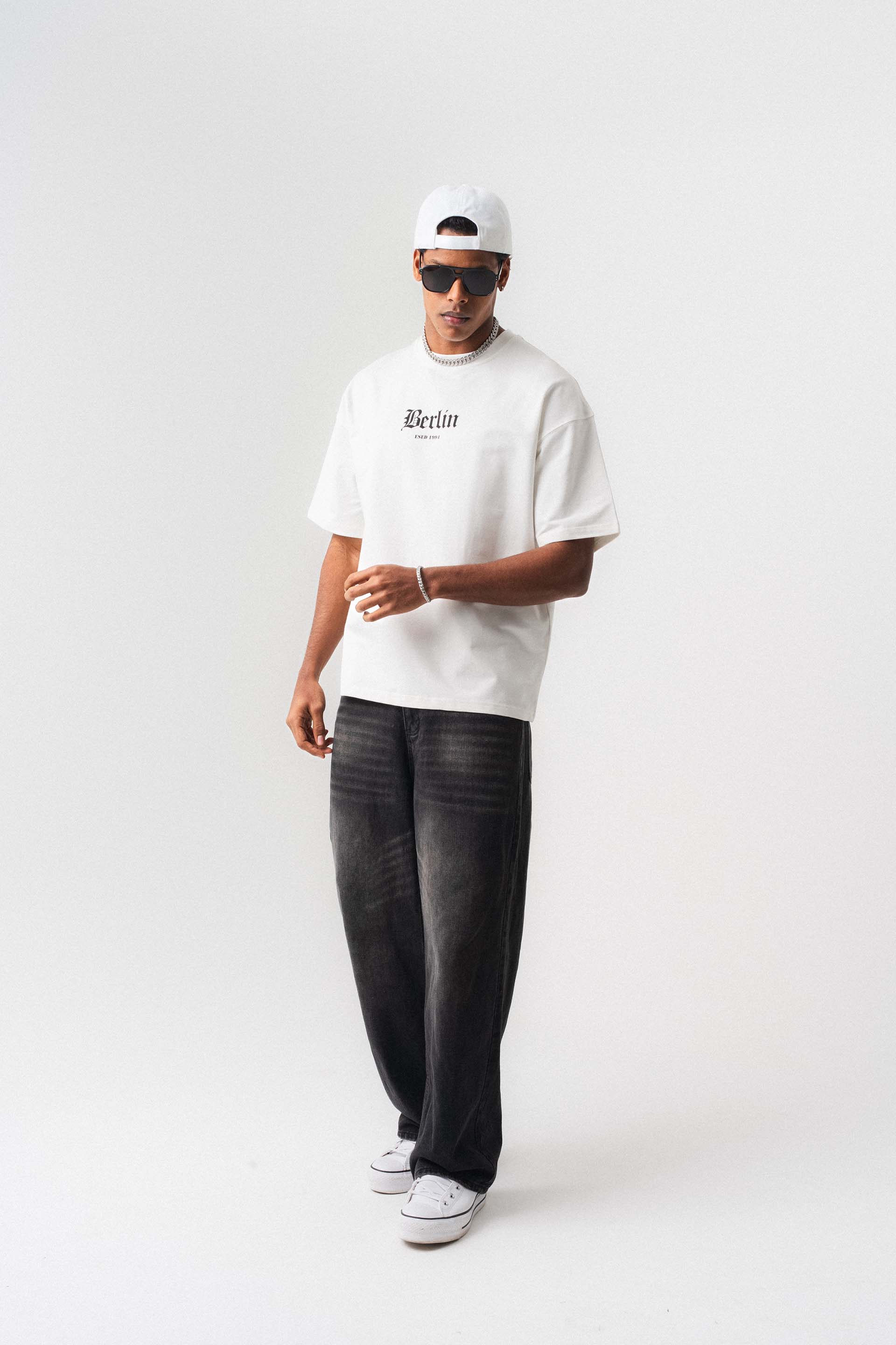 Berlin 1994 Beyaz Oversize Baskılı T-Shirt