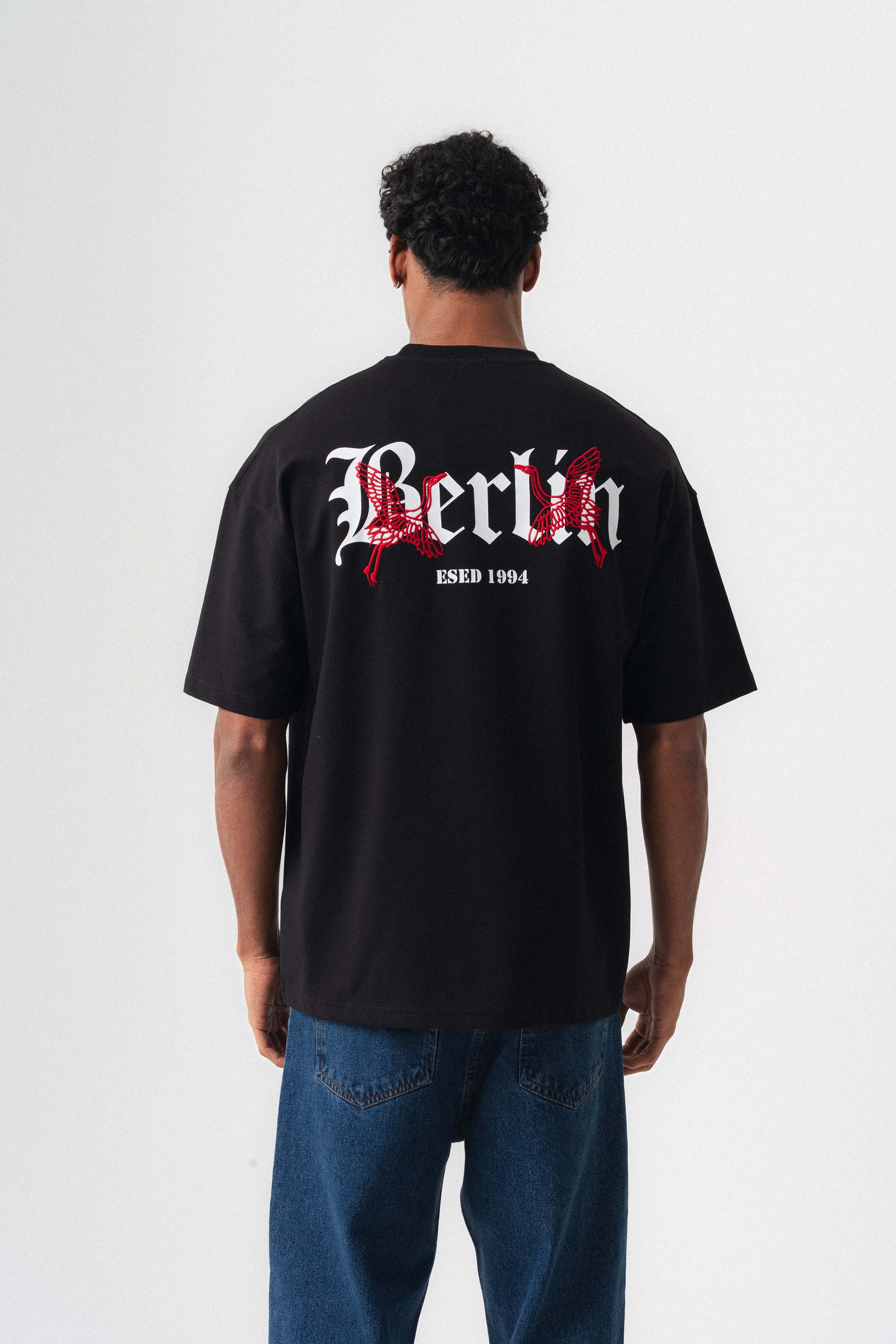 Berlin 1994 Siyah Oversize Baskılı T-Shirt