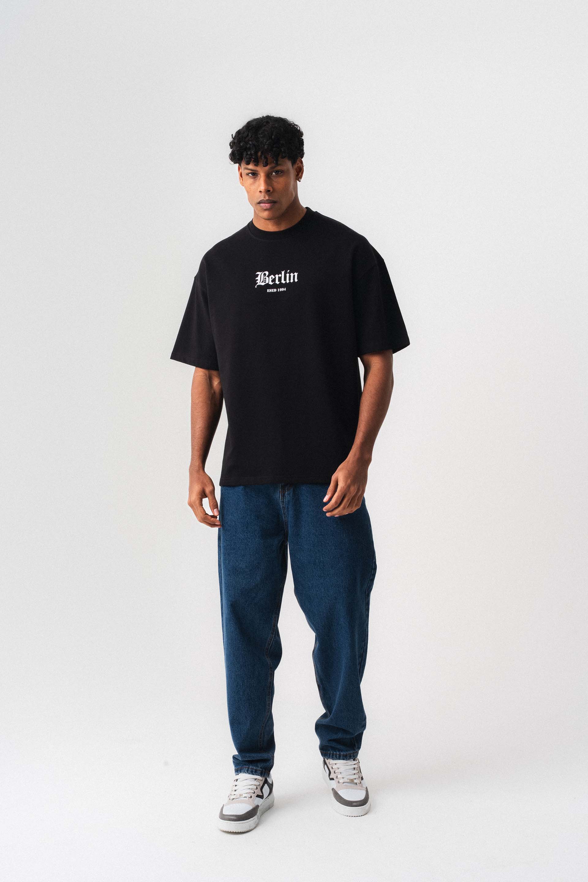 Berlin 1994 Siyah Oversize Baskılı T-Shirt