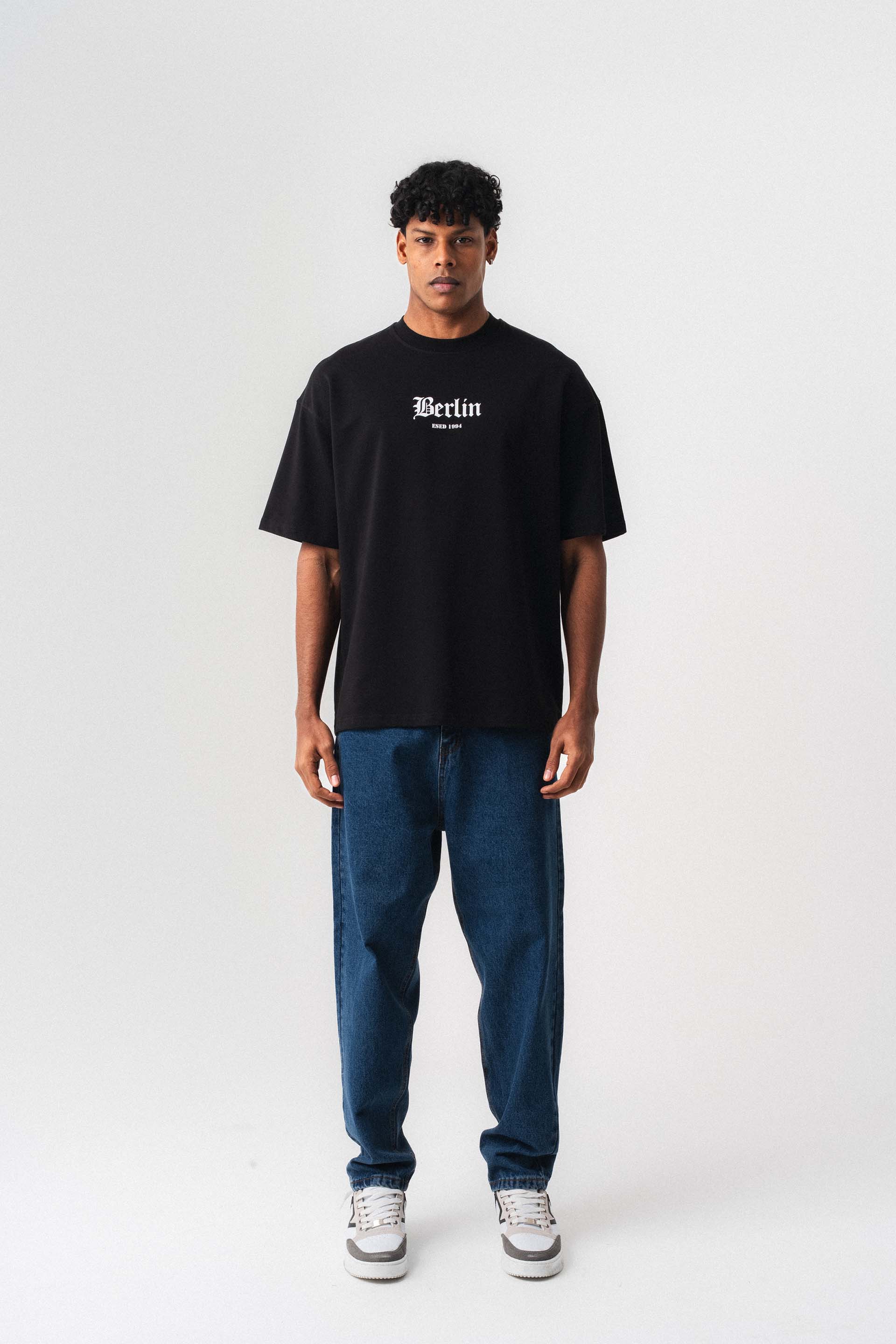 Berlin 1994 Siyah Oversize Baskılı T-Shirt