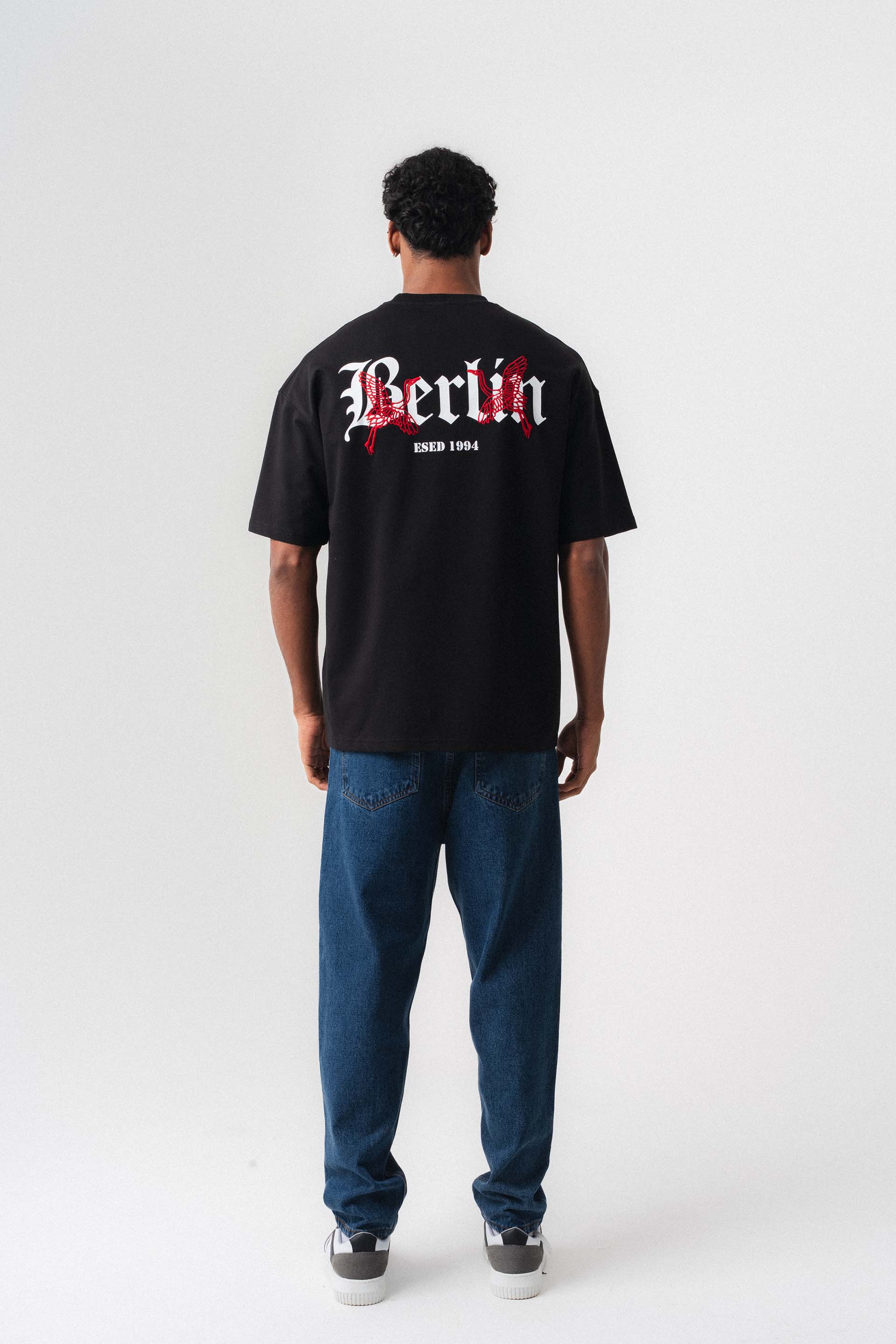 Berlin 1994 Siyah Oversize Baskılı T-Shirt