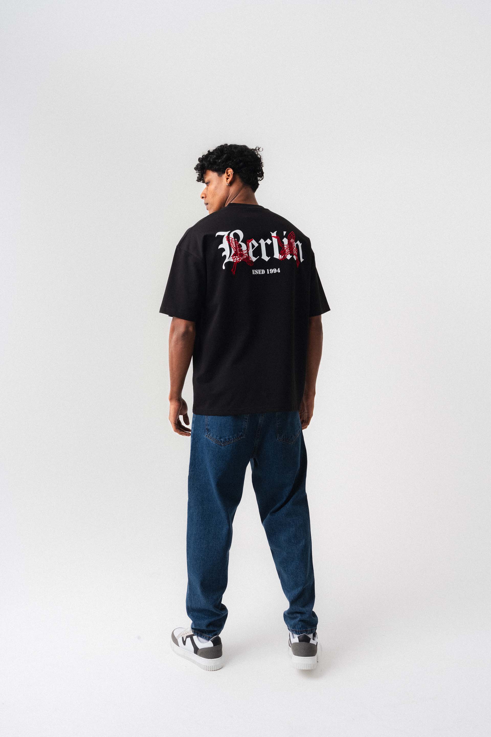 Berlin 1994 Siyah Oversize Baskılı T-Shirt