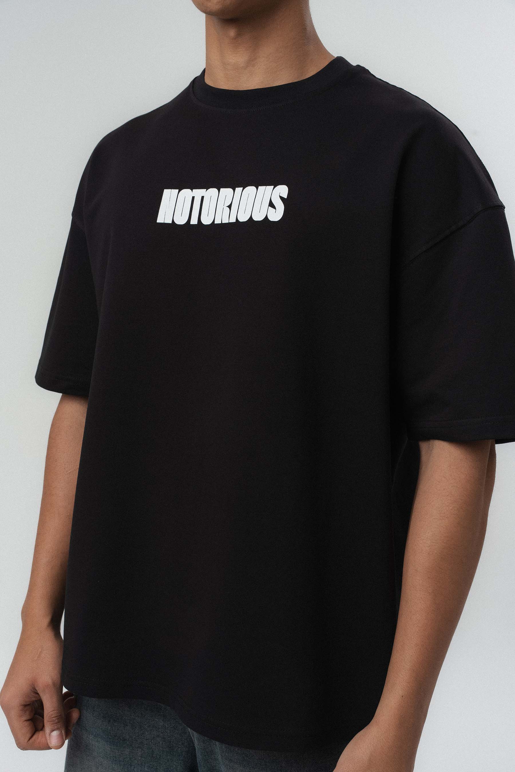 Biggie Smalls Kabartma Baskılı Siyah Oversize Baskılı T-Shirt