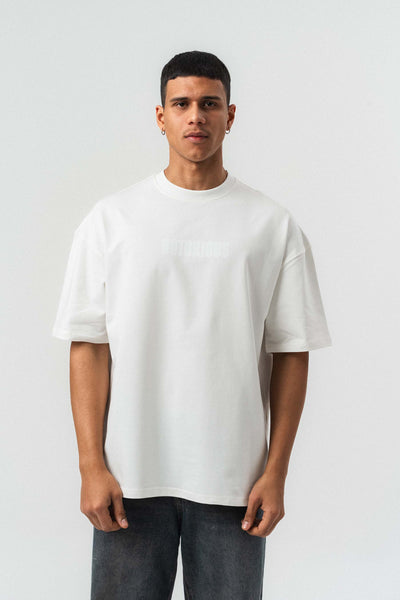 Biggie Smalls Kabartma Baskılı Beyaz Oversize Baskılı T-Shirt