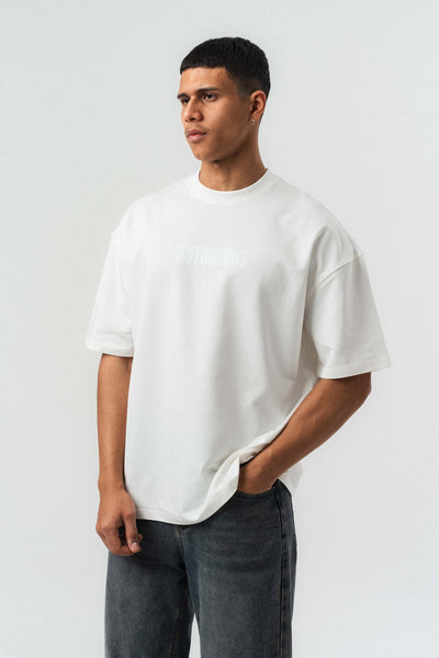 Biggie Smalls Kabartma Baskılı Beyaz Oversize Baskılı T-Shirt