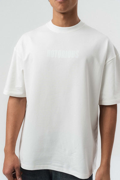 Biggie Smalls Kabartma Baskılı Beyaz Oversize Baskılı T-Shirt