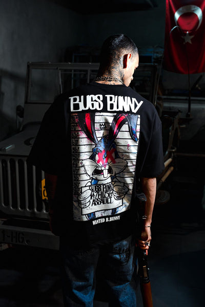 Bugs Bunny X Patch Print Oversize Black T-shirt