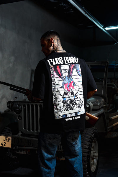 Bugs Bunny X Patch Print Oversize Black T-shirt