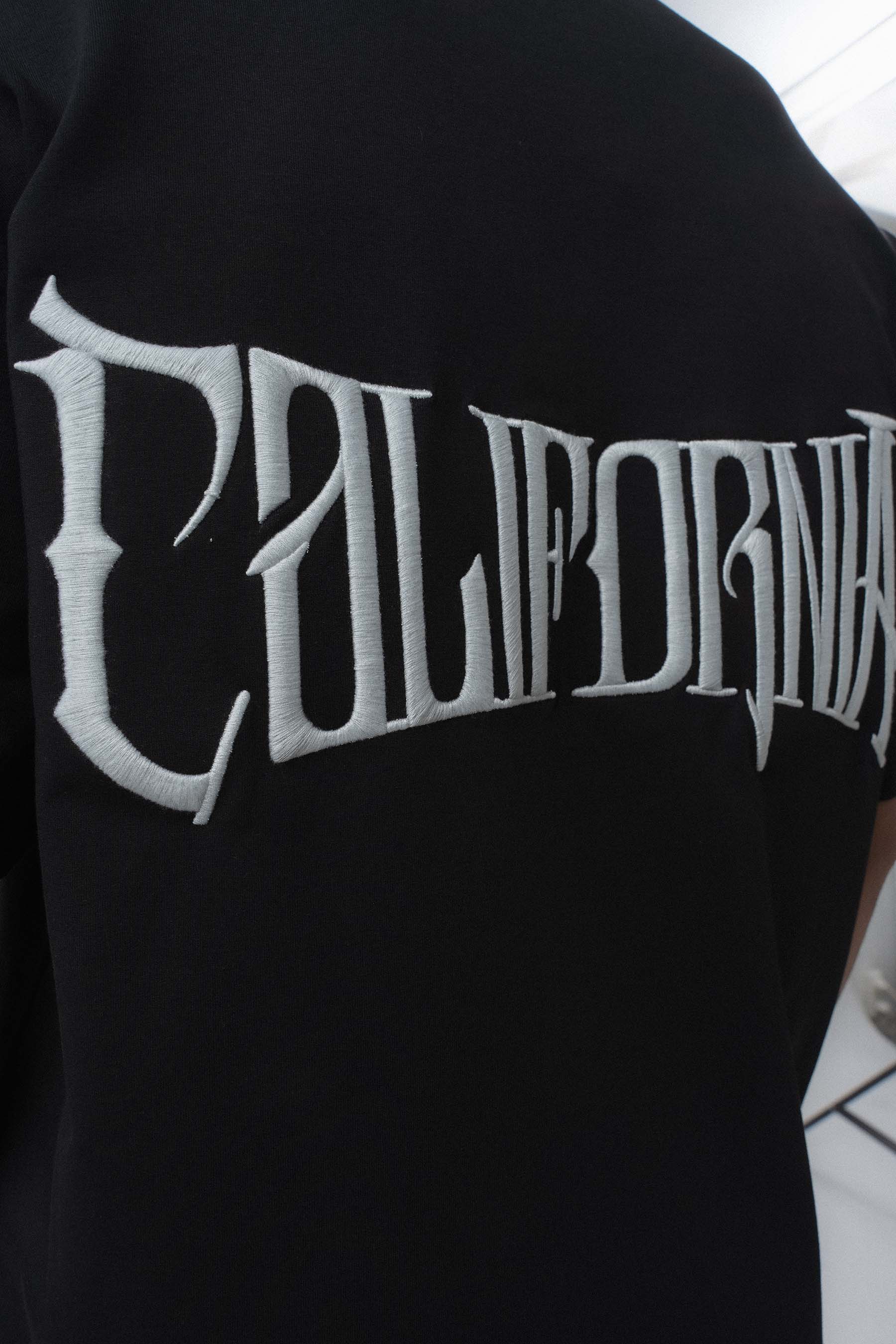 California Baskılı Siyah Oversize Baskılı T-Shirt