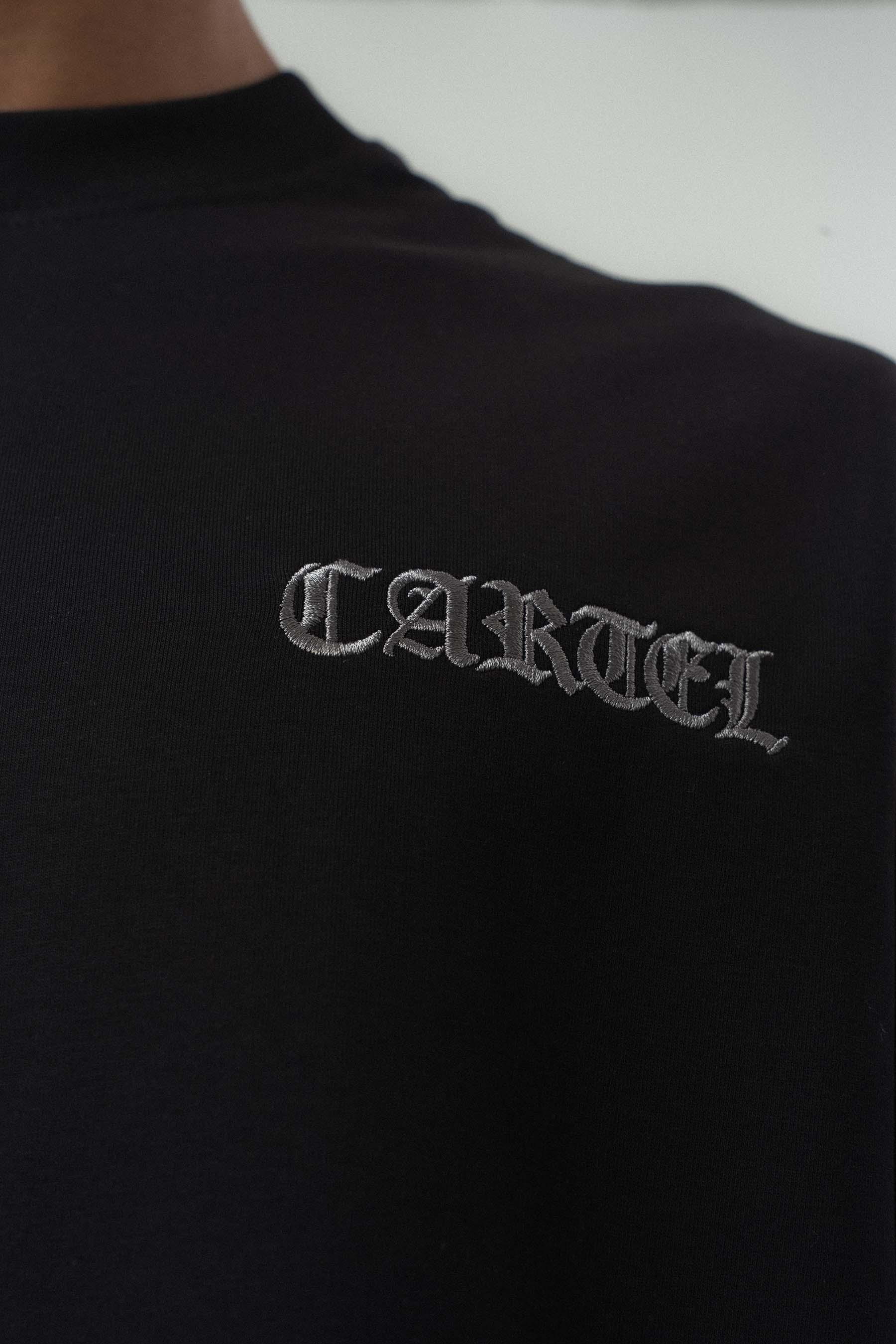 Cartel Medellin Nakış Detaylı Siyah Oversize Baskılı T-Shirt