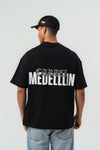 Cartel Medellin Nakış Detaylı Siyah Oversize Baskılı T-Shirt