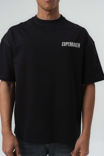 Copenhagen Siyah Oversize Baskılı T-Shirt