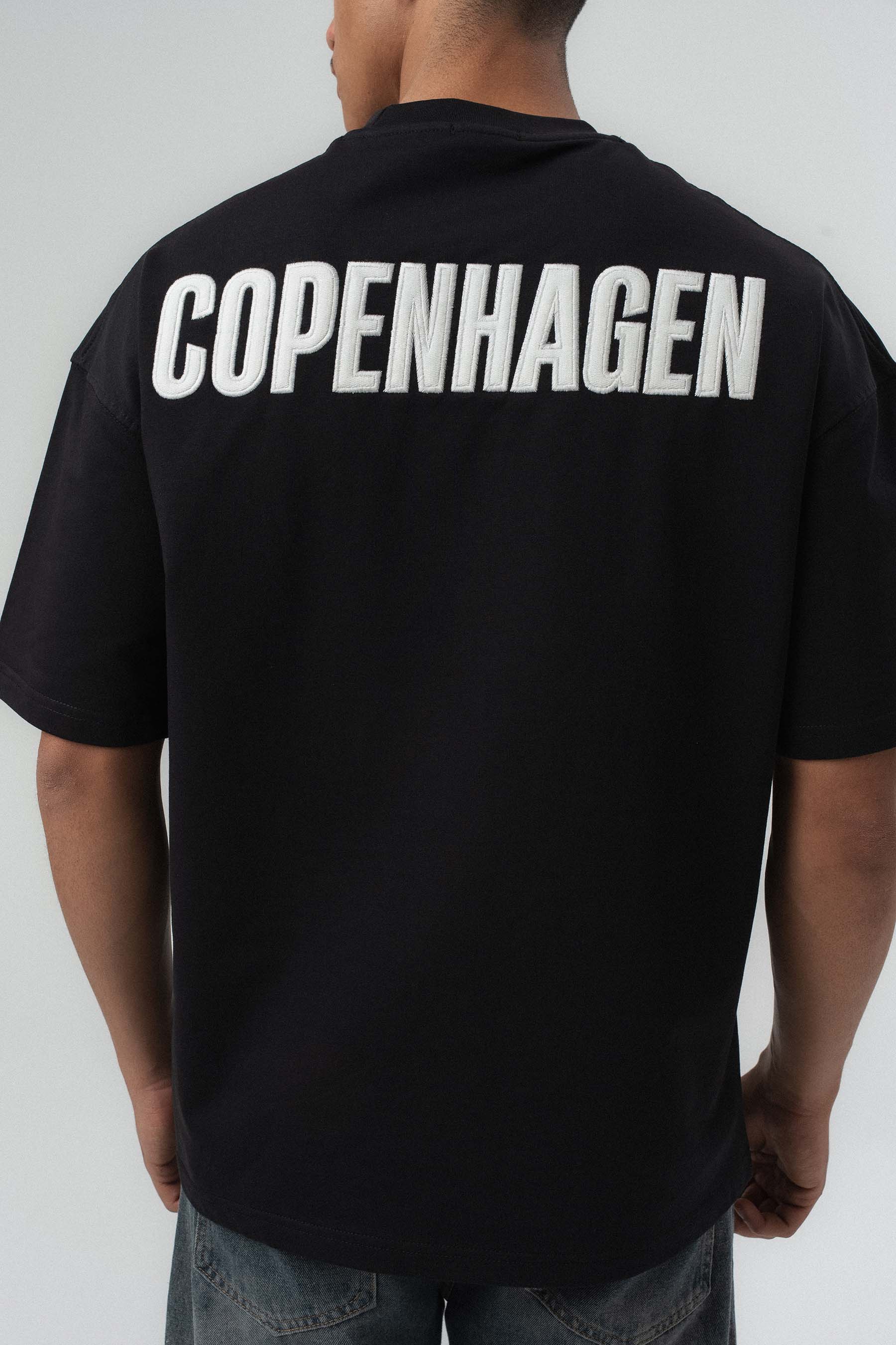 Copenhagen Siyah Oversize Baskılı T-Shirt