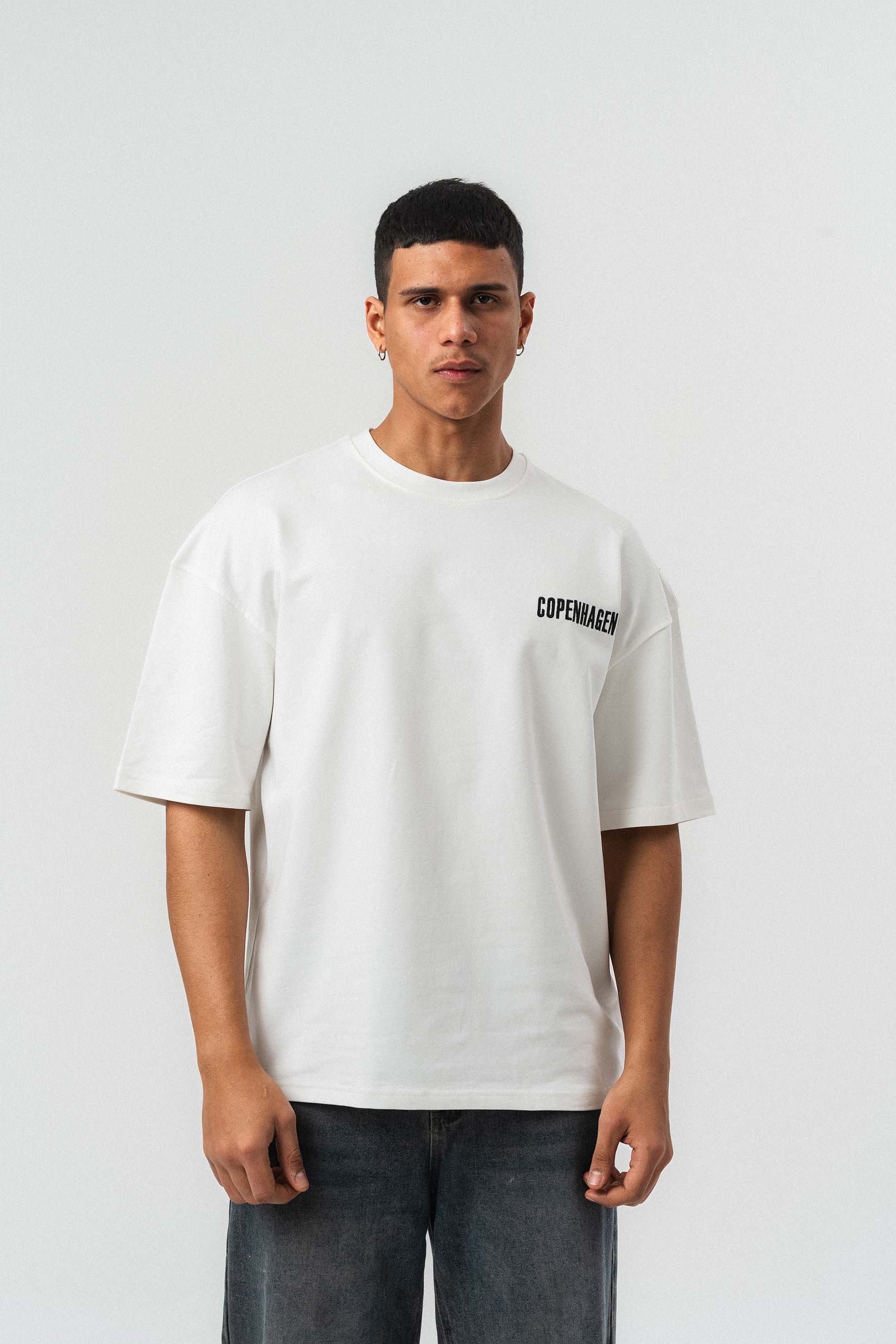 Copenhagen Beyaz Oversize Baskılı T-Shirt