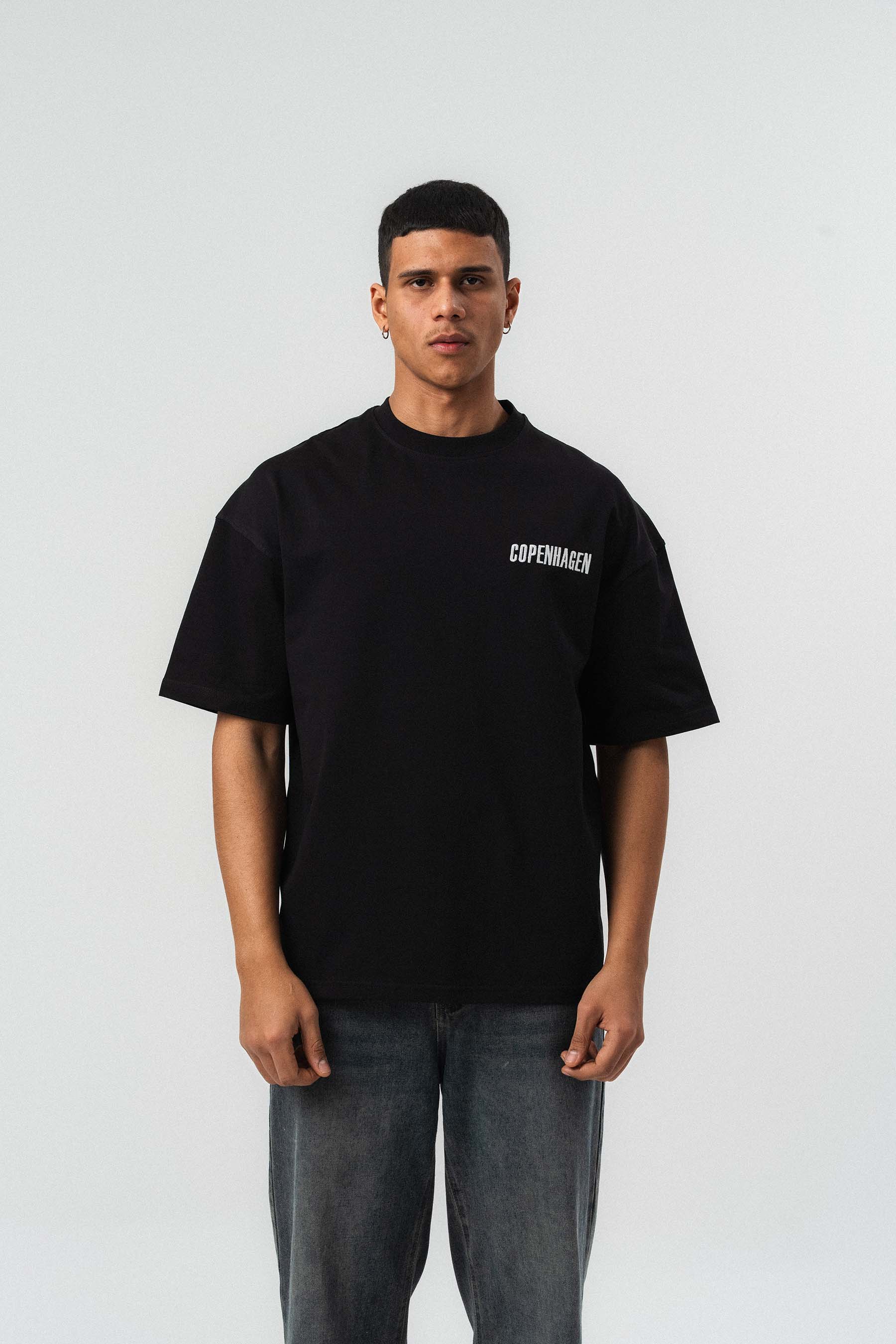 Copenhagen Siyah Oversize Baskılı T-Shirt
