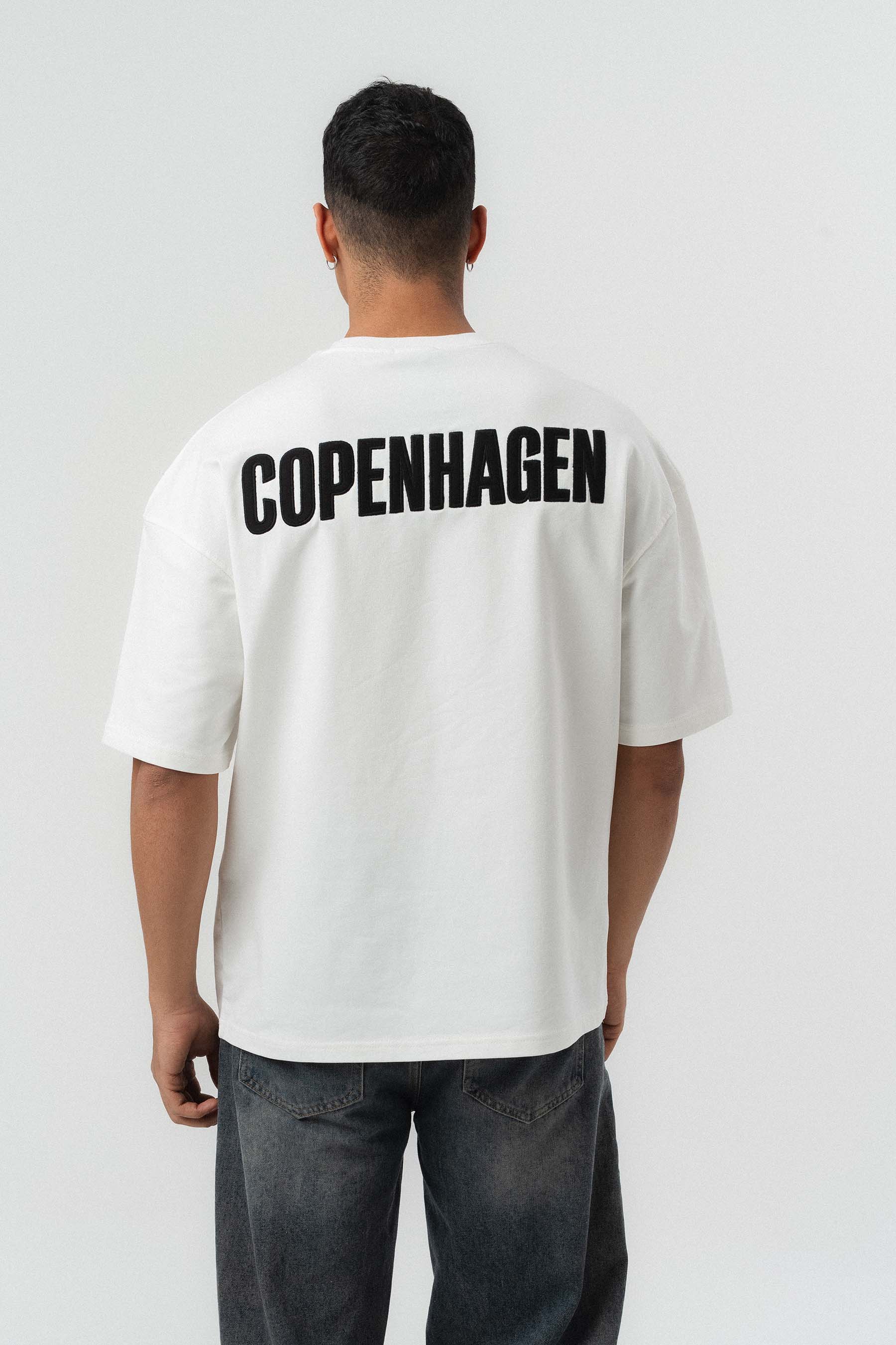 Copenhagen Beyaz Oversize Baskılı T-Shirt