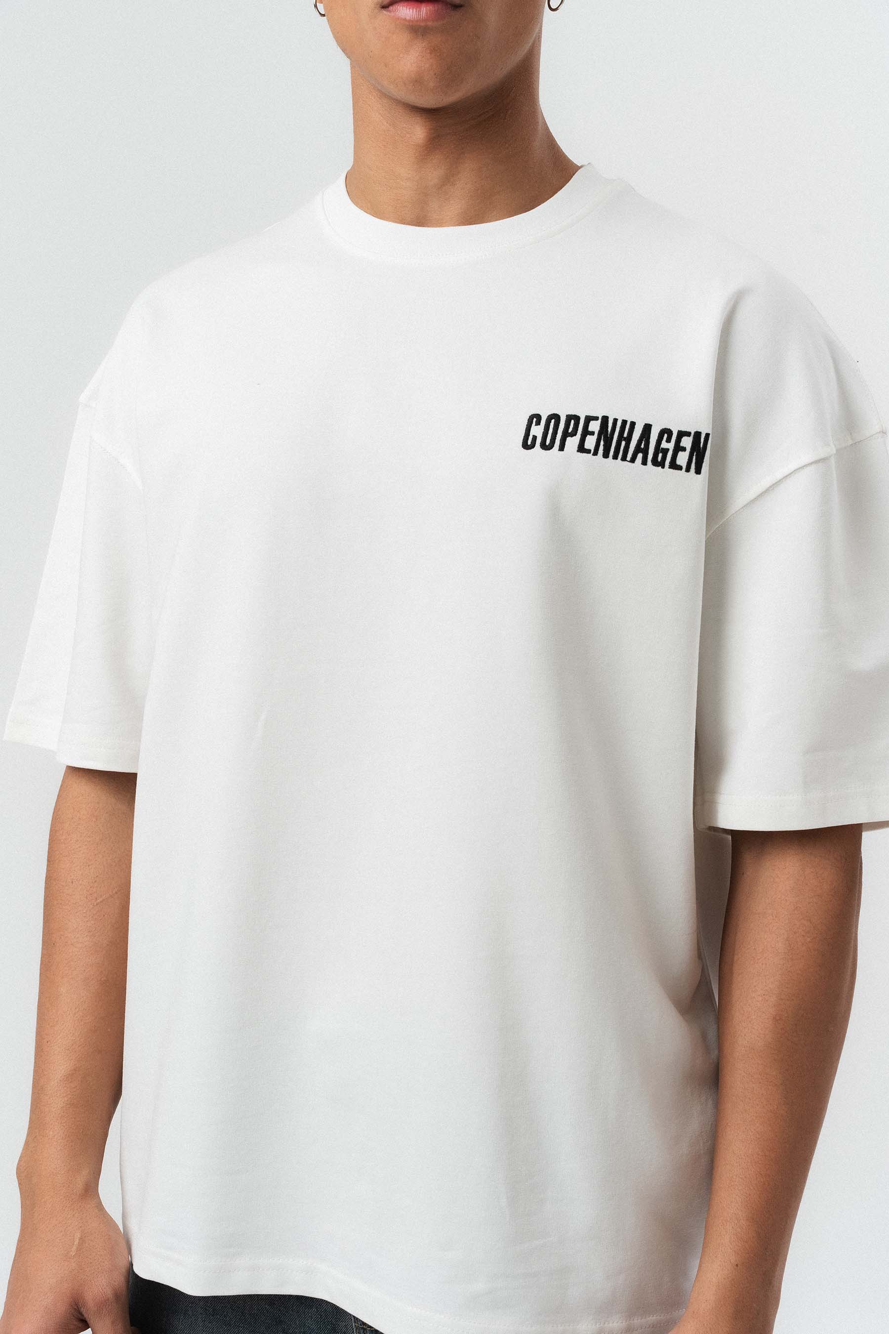 Copenhagen Beyaz Oversize Baskılı T-Shirt