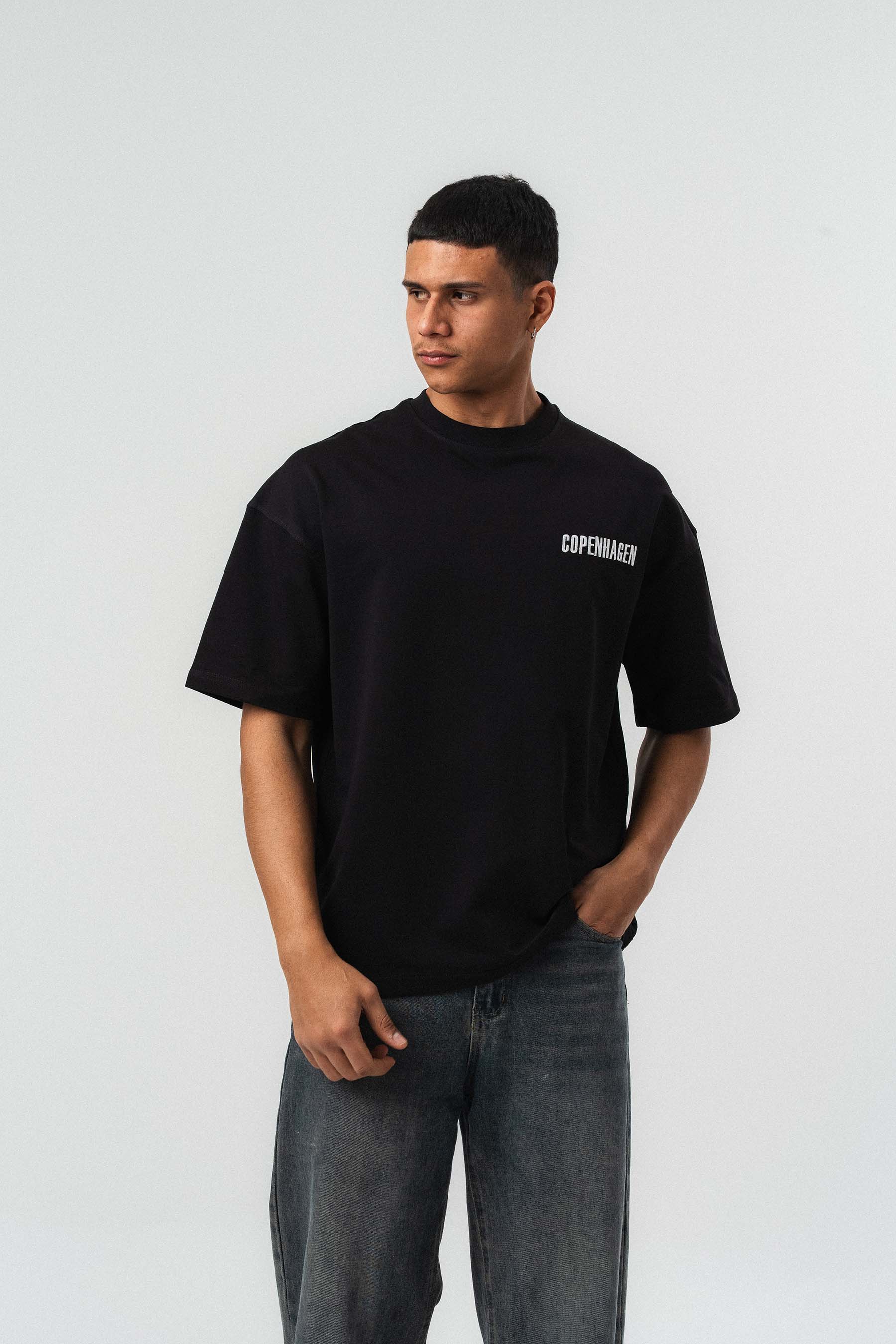 Copenhagen Siyah Oversize Baskılı T-Shirt