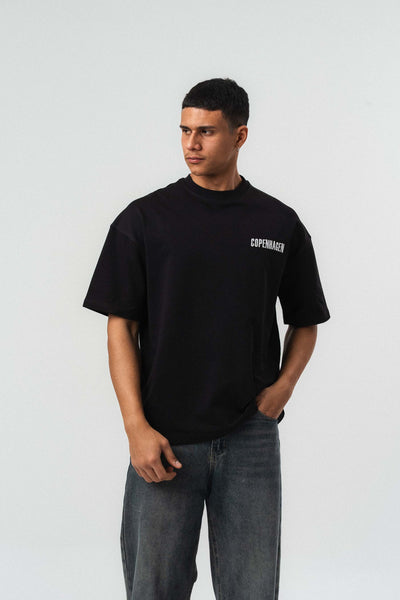 Copenhagen Siyah Oversize Baskılı T-Shirt
