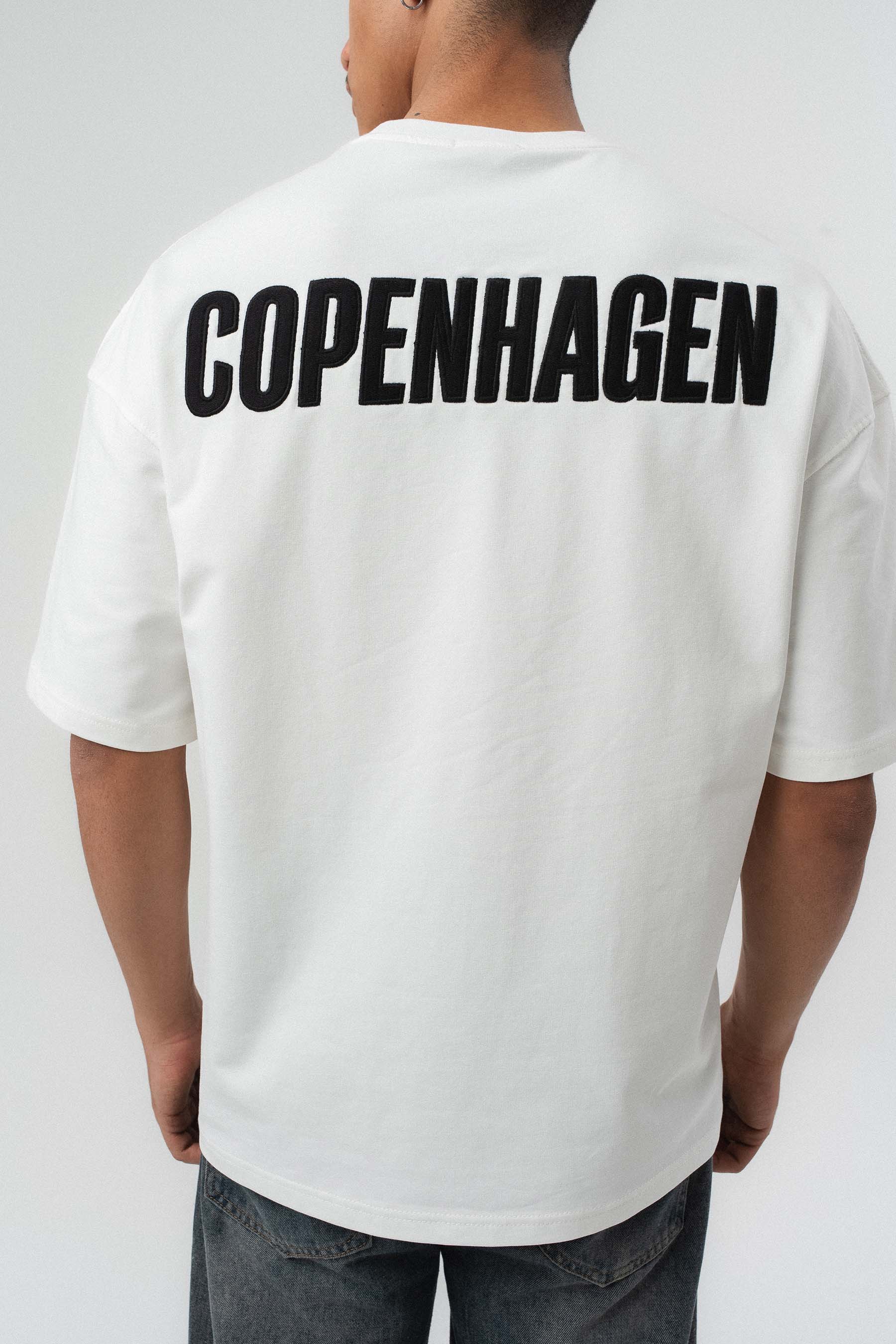 Copenhagen Beyaz Oversize Baskılı T-Shirt