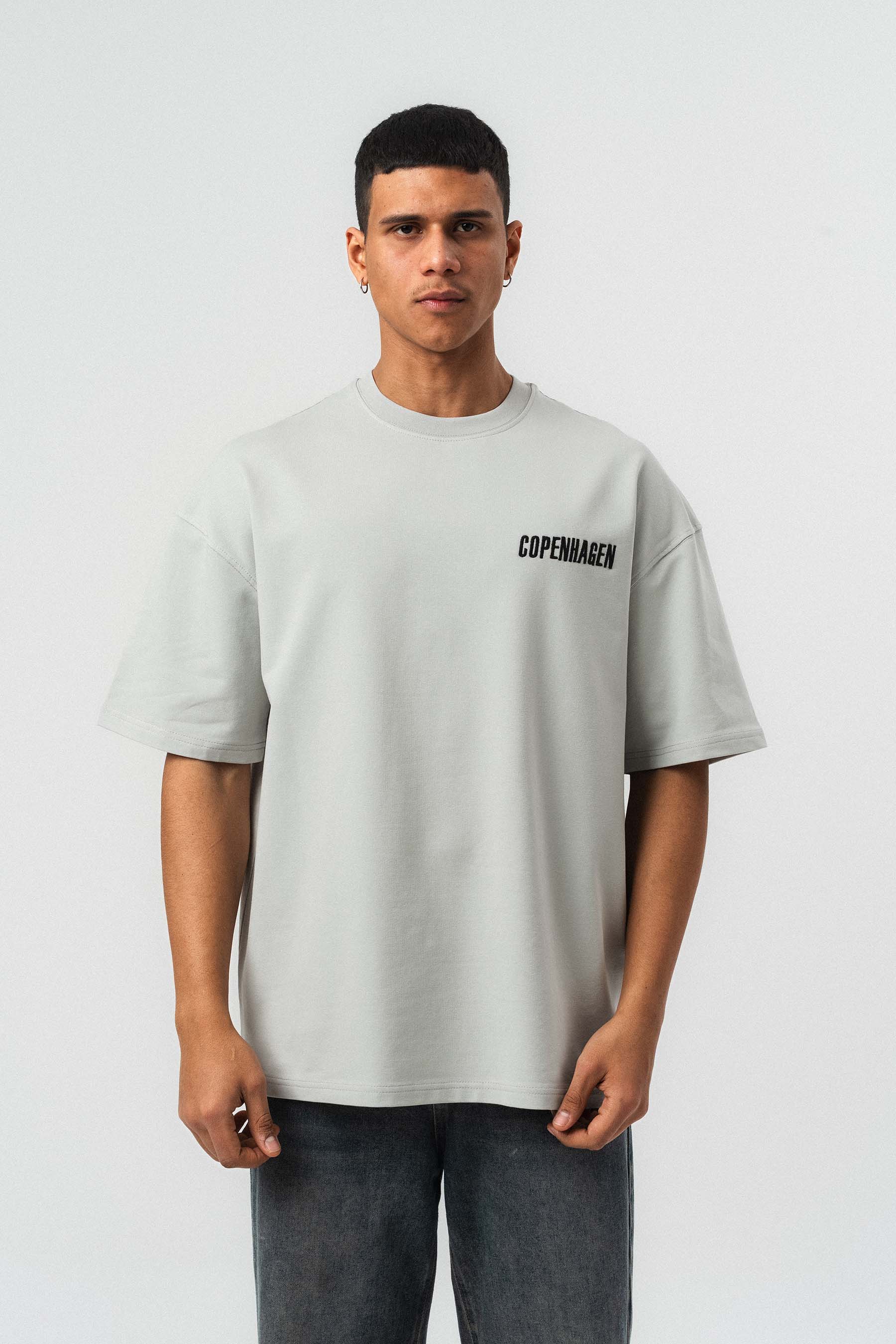 Copenhagen Gri Oversize Baskılı T-Shirt