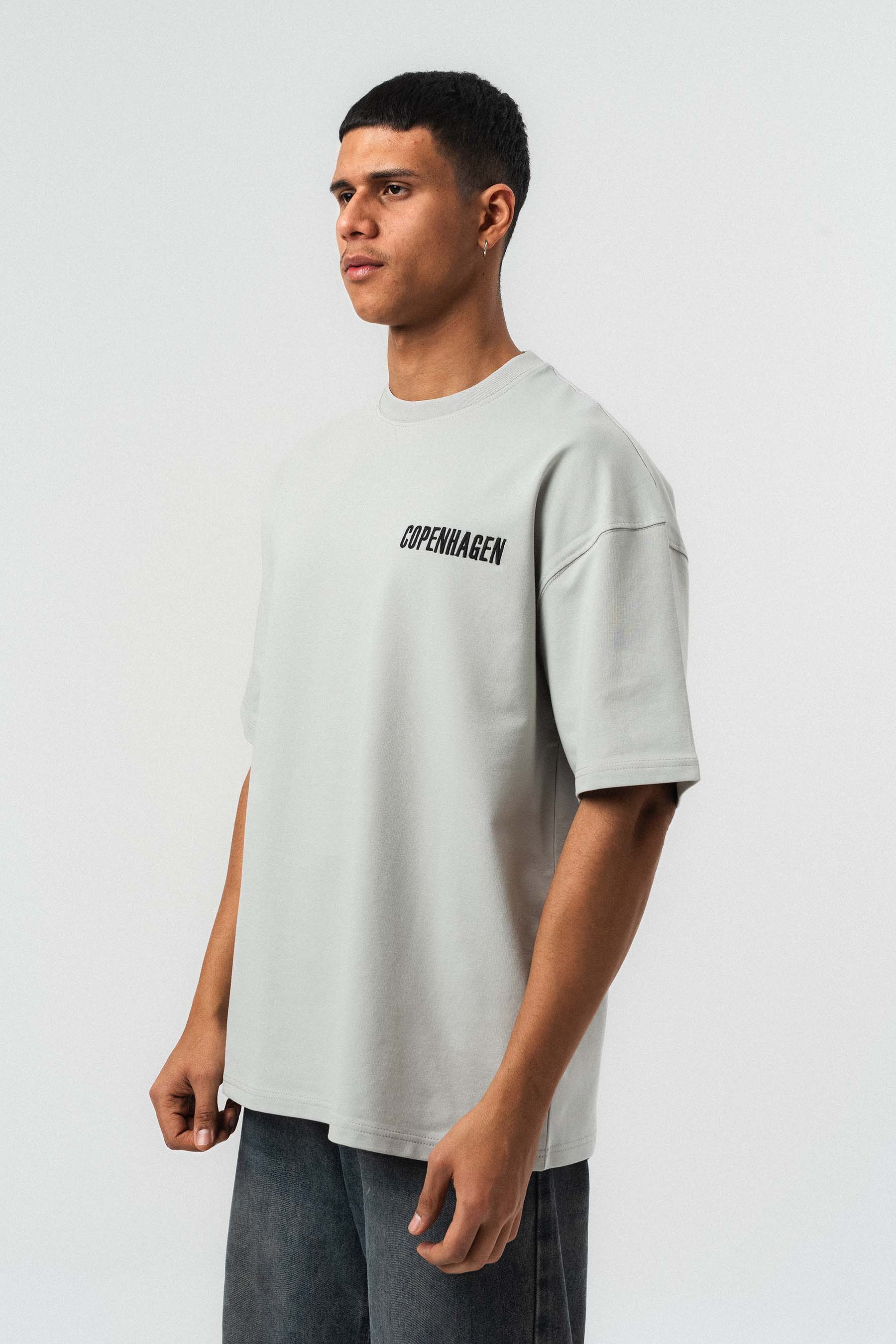 Copenhagen Gri Oversize Baskılı T-Shirt