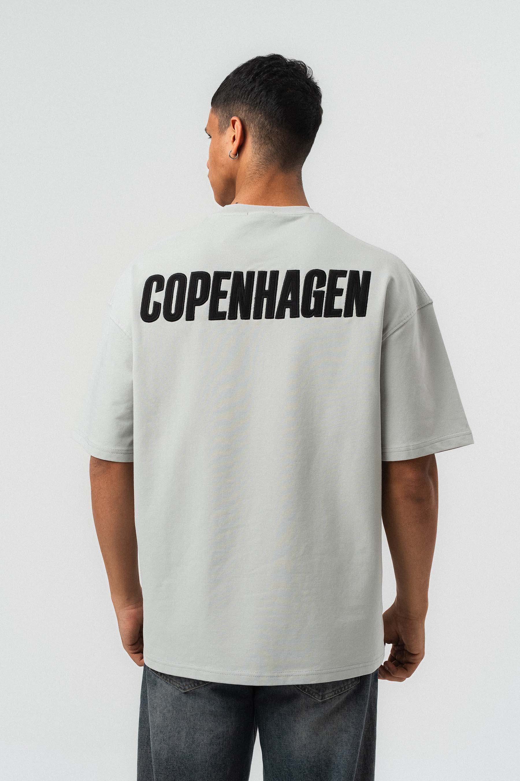 Copenhagen Gri Oversize Baskılı T-Shirt