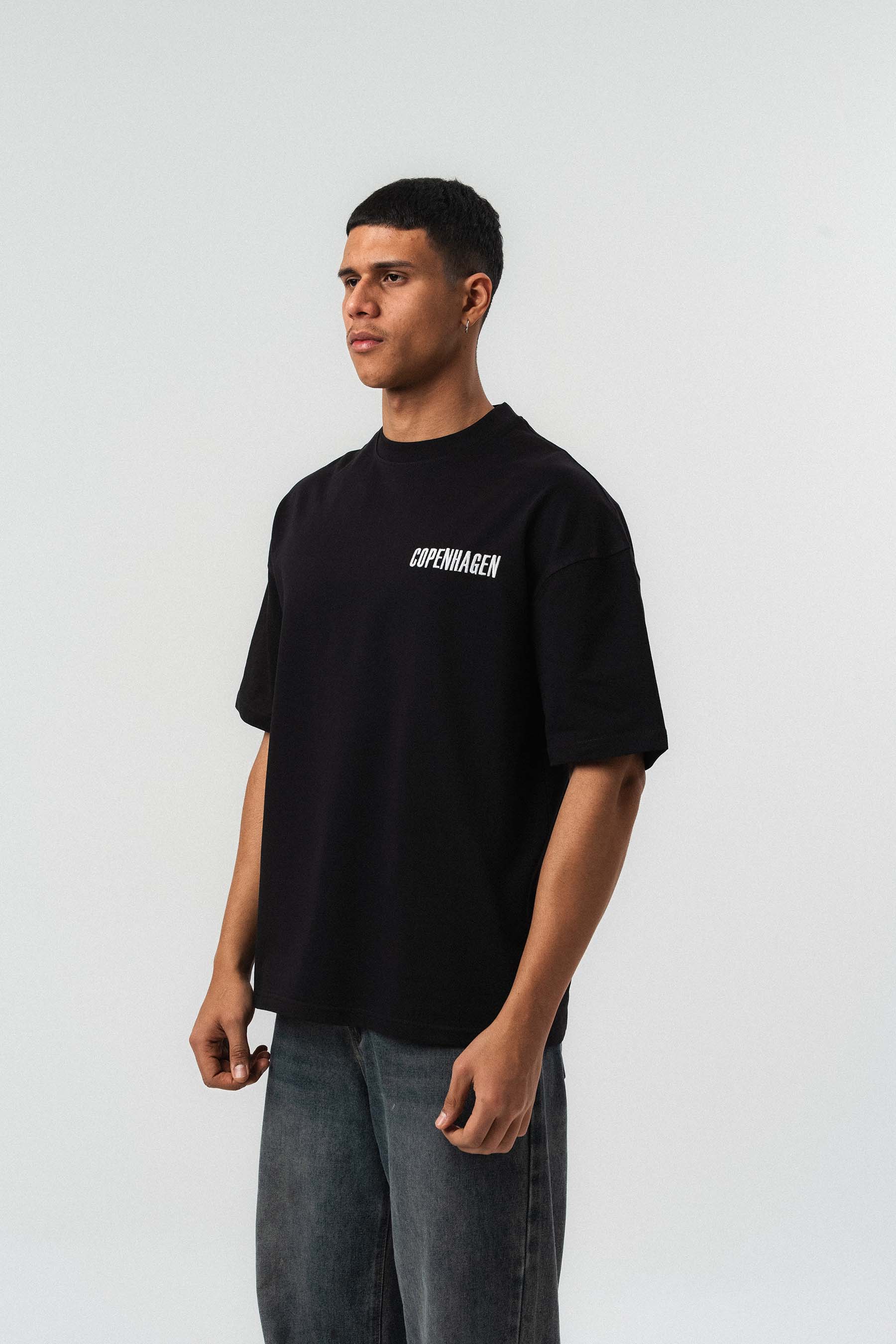 Copenhagen Siyah Oversize Baskılı T-Shirt