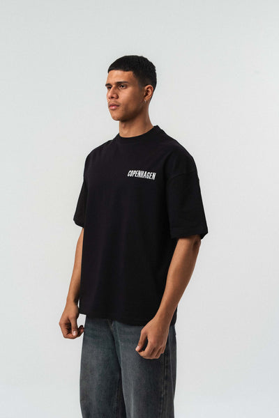 Copenhagen Siyah Oversize Baskılı T-Shirt