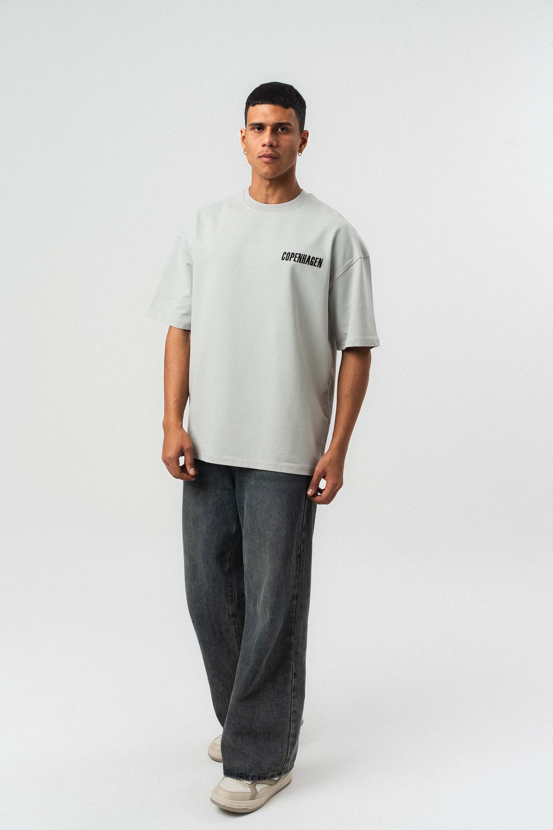 Copenhagen Gri Oversize Baskılı T-Shirt
