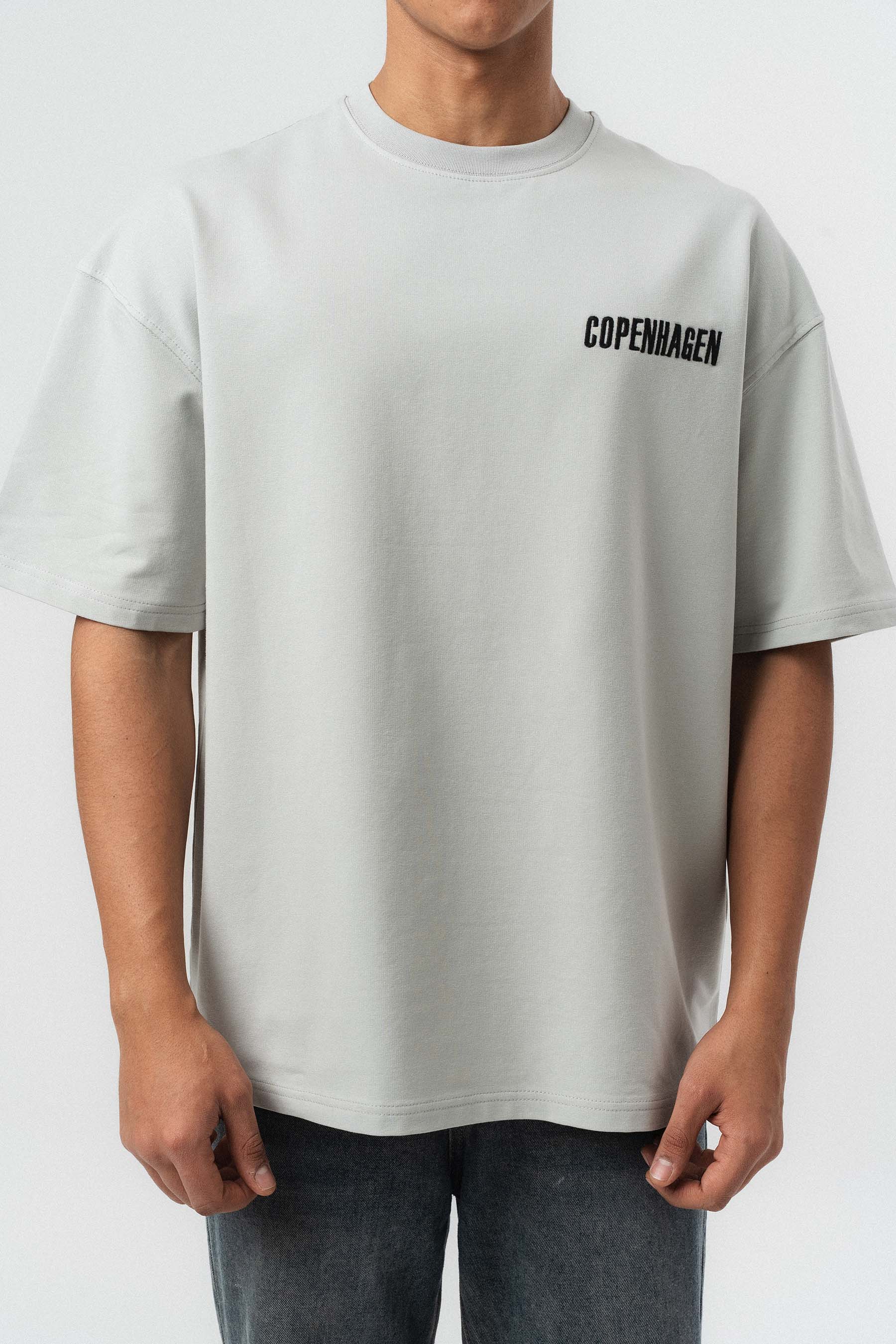 Copenhagen Gri Oversize Baskılı T-Shirt