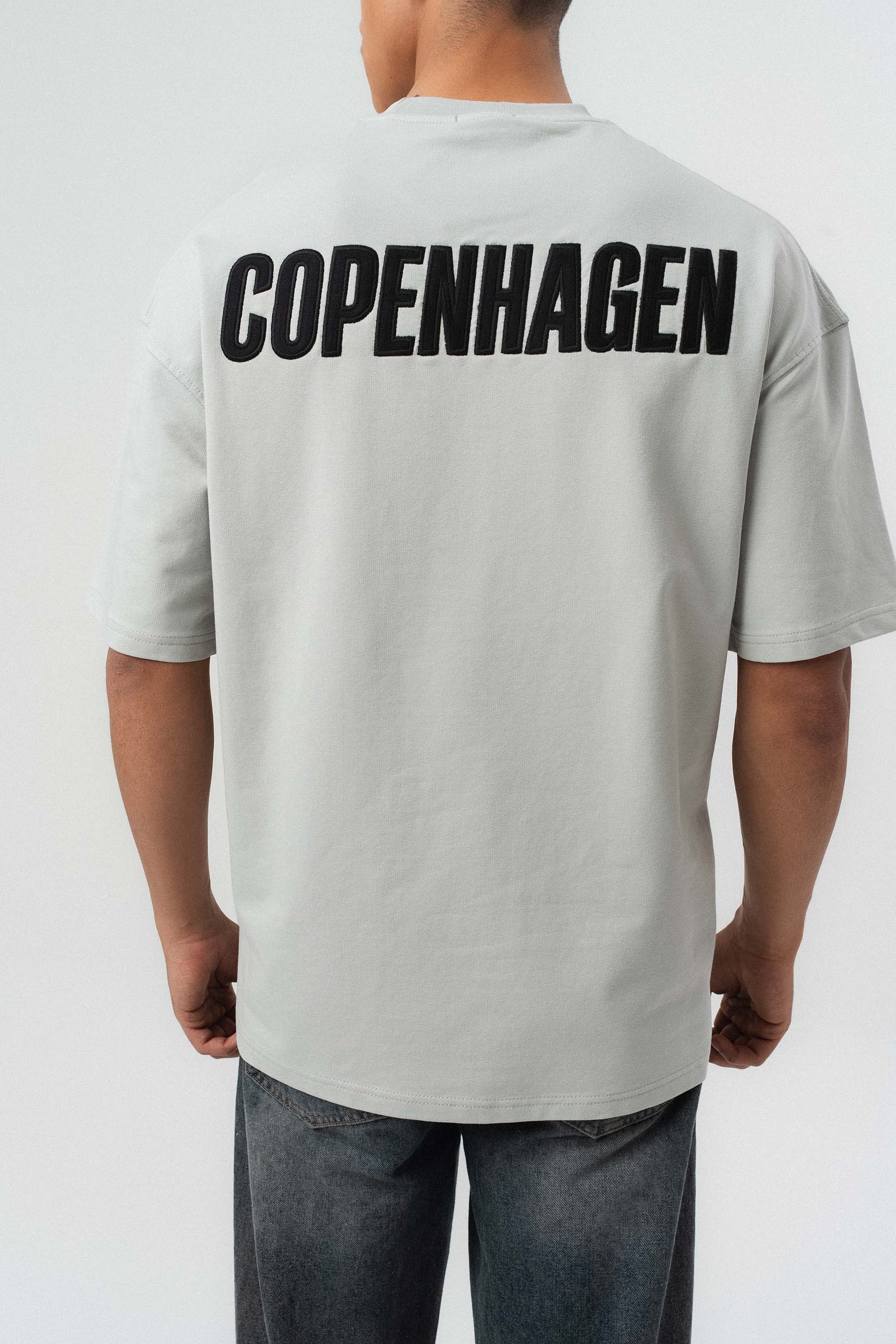 Copenhagen Gri Oversize Baskılı T-Shirt