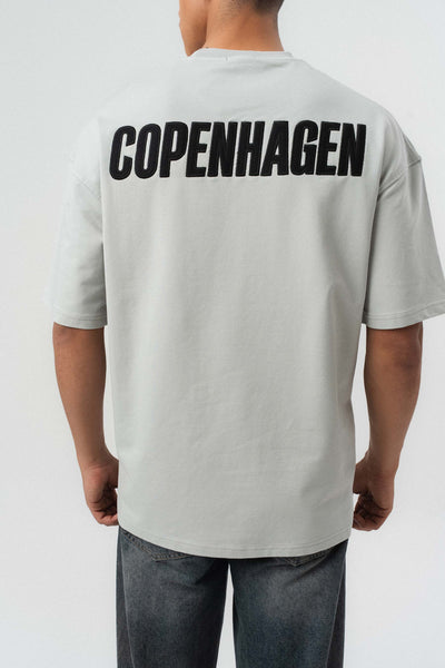 Copenhagen Gri Oversize Baskılı T-Shirt